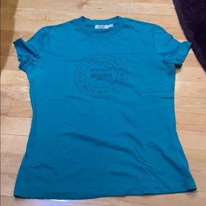 WOMENS size 12 moschino turquoise shirt with logo